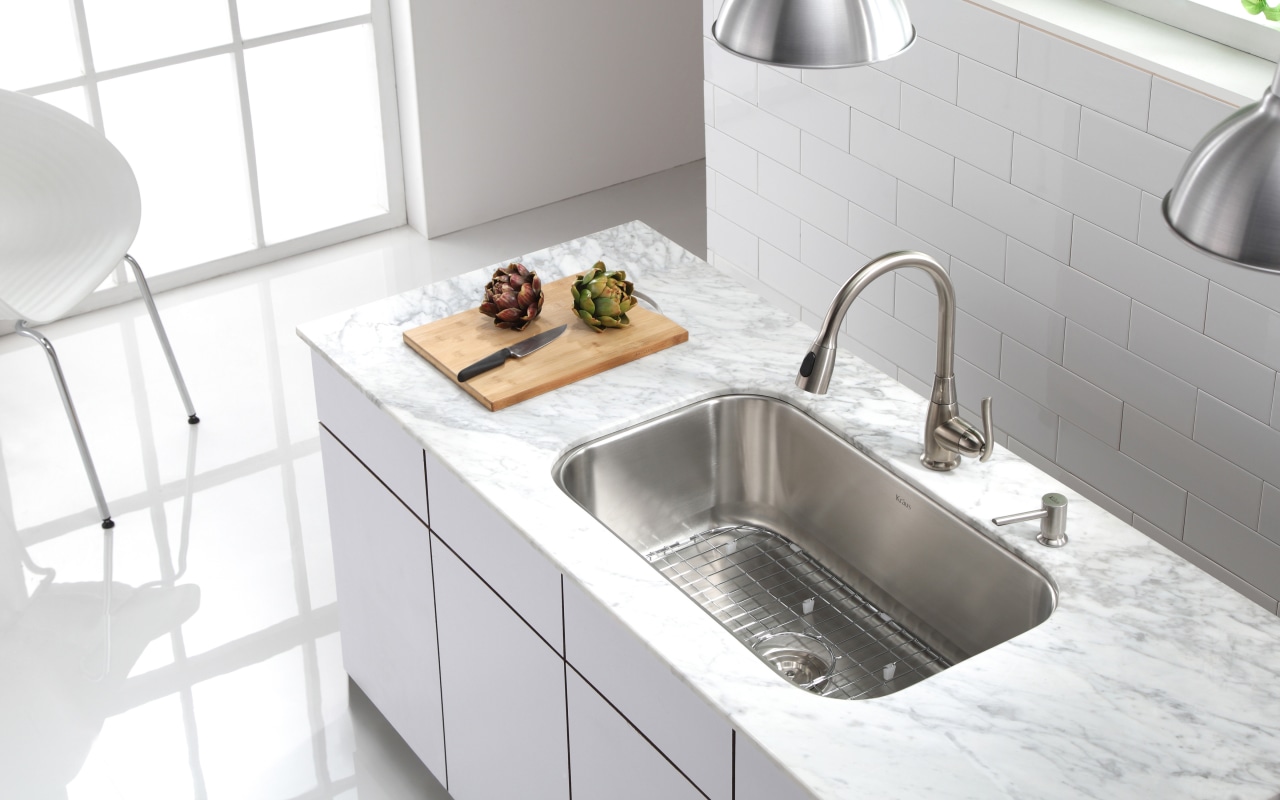 Kitchen sink by Kraus bathroom sink, countertop, kitchen, plumbing fixture, product design, sink, tap, white