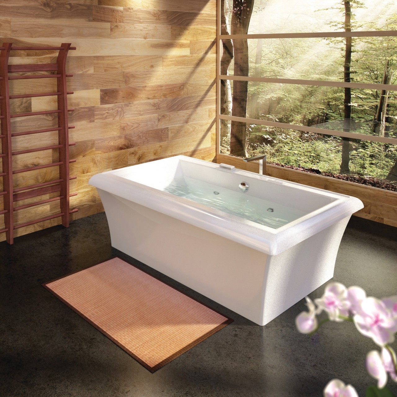 Although the Origami reflects a distinctive Japanese design bathroom, bathtub, floor, plumbing fixture