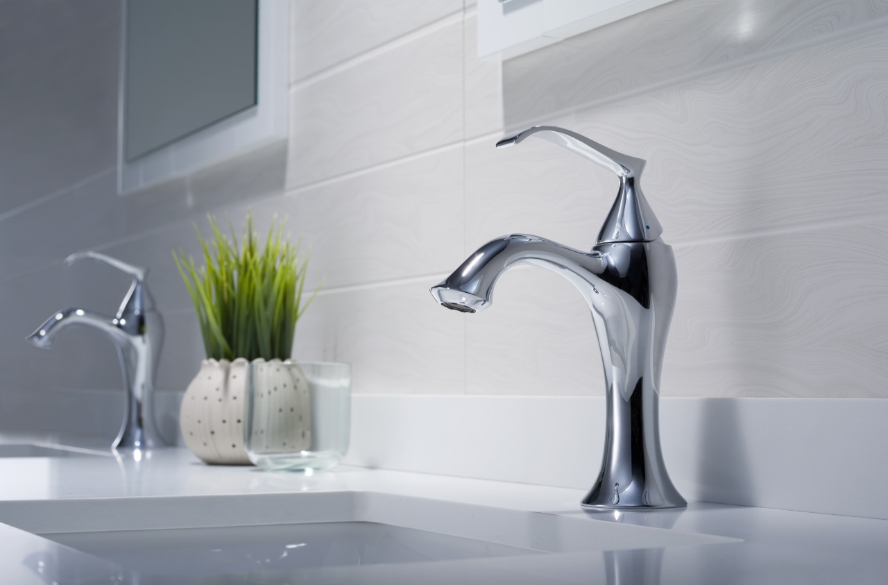 Pared-back design is a key trend for modern bathroom, bathroom sink, plumbing fixture, product design, sink, tap, gray