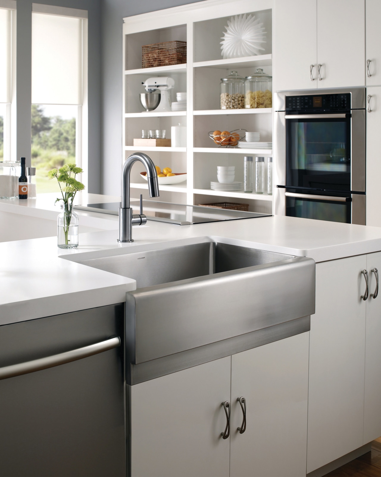 A good sink is the finishing touch to cabinetry, countertop, cuisine classique, home appliance, kitchen, kitchen appliance, kitchen stove, major appliance, product design, sink, white, gray