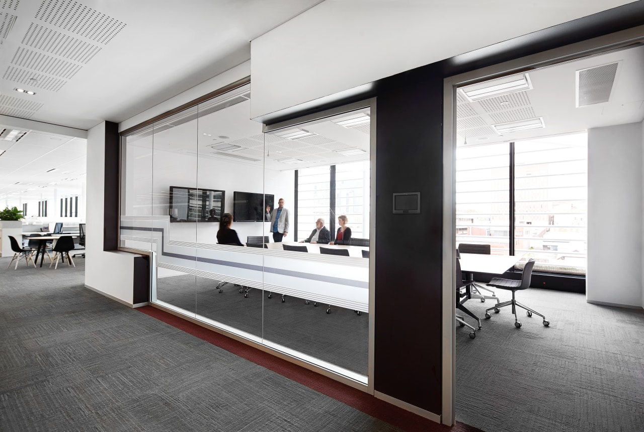 This high-tech meeting room in the new Charter floor, interior design, white