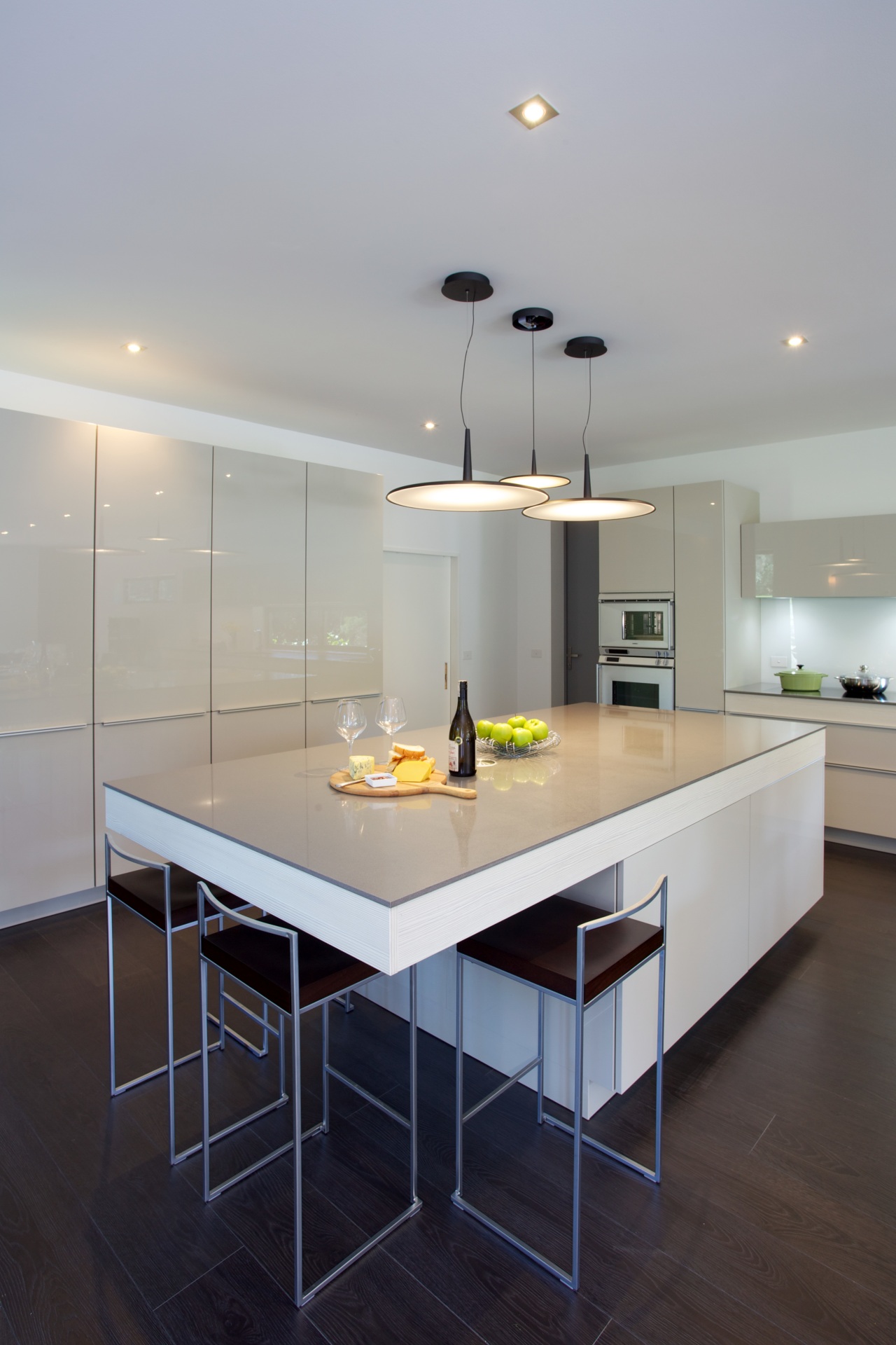 This Poggenpohl kitchen island and some perimeter cabinets architecture, countertop, interior design, kitchen, room, gray, black