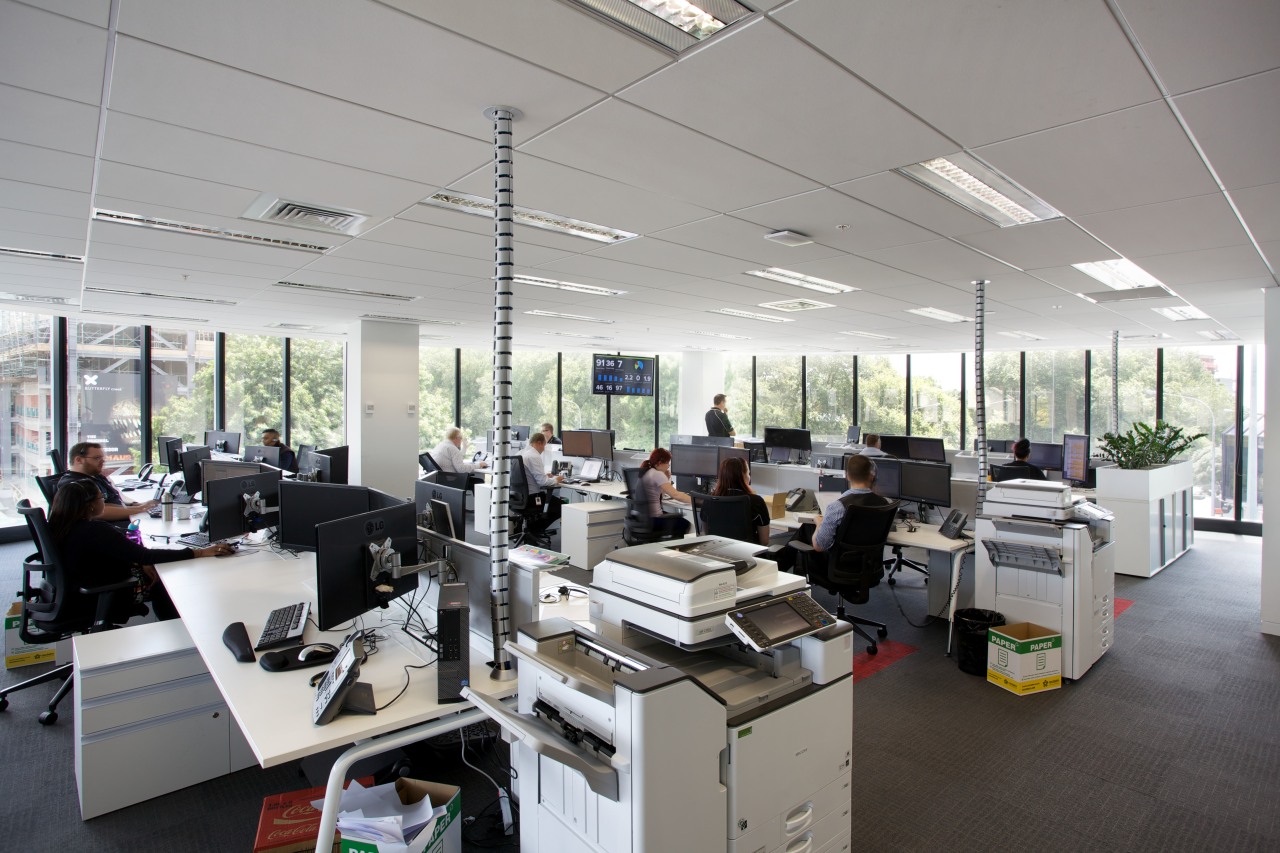 The new Ricoh office in Auckland is a office, gray