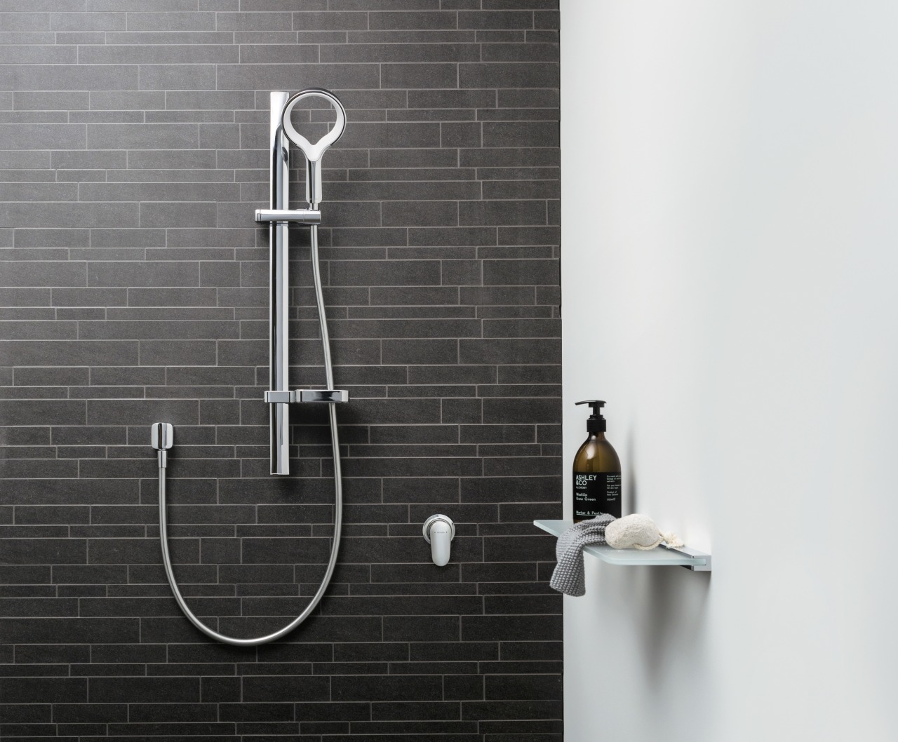 The Aurajet showerhead by Methven has revolutionised the bathroom, plumbing fixture, product design, shower, tap, wall, black, white