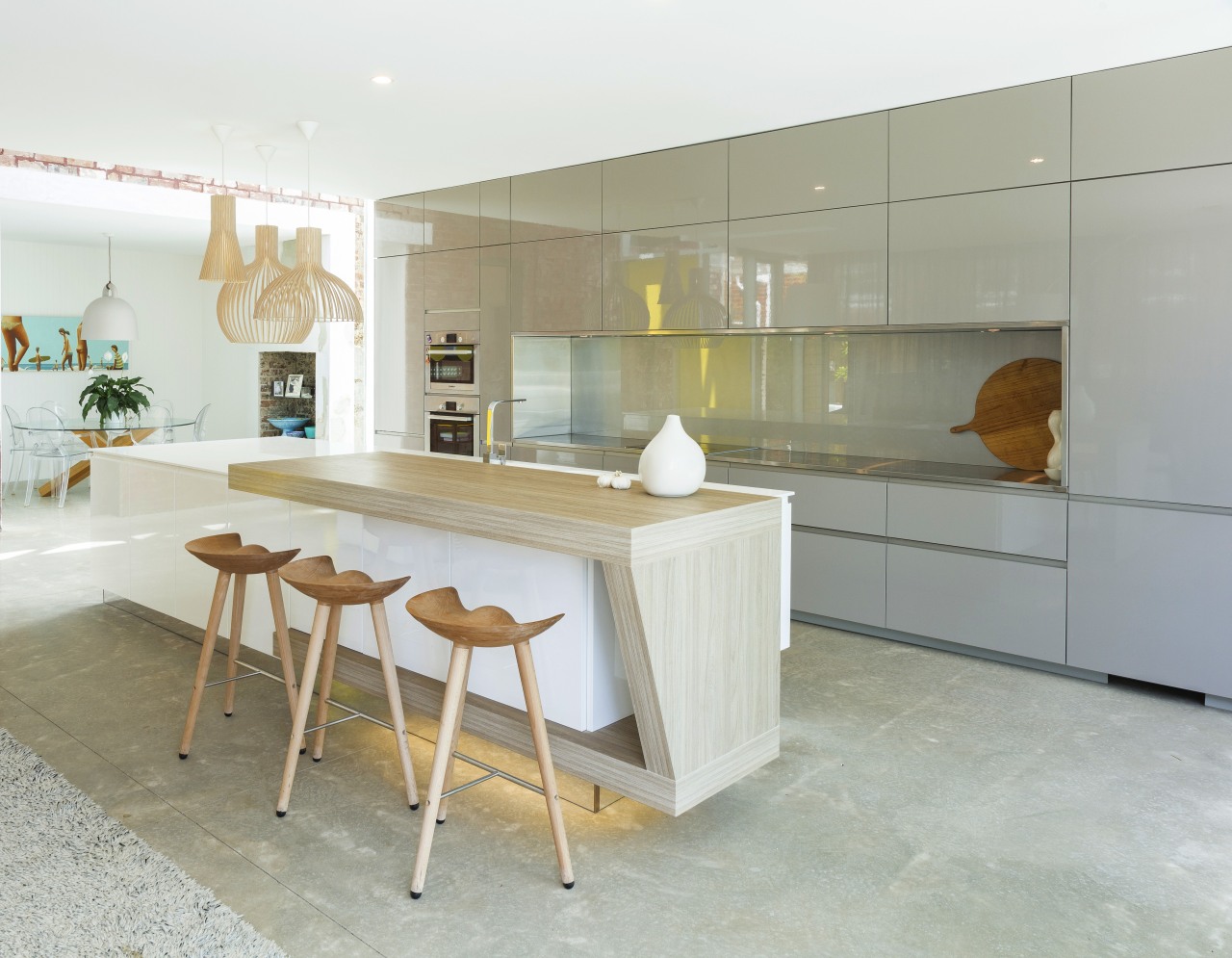 For this kitchen designed by Nancy Frost, the countertop, cuisine classique, floor, flooring, interior design, kitchen, real estate, table, white, gray