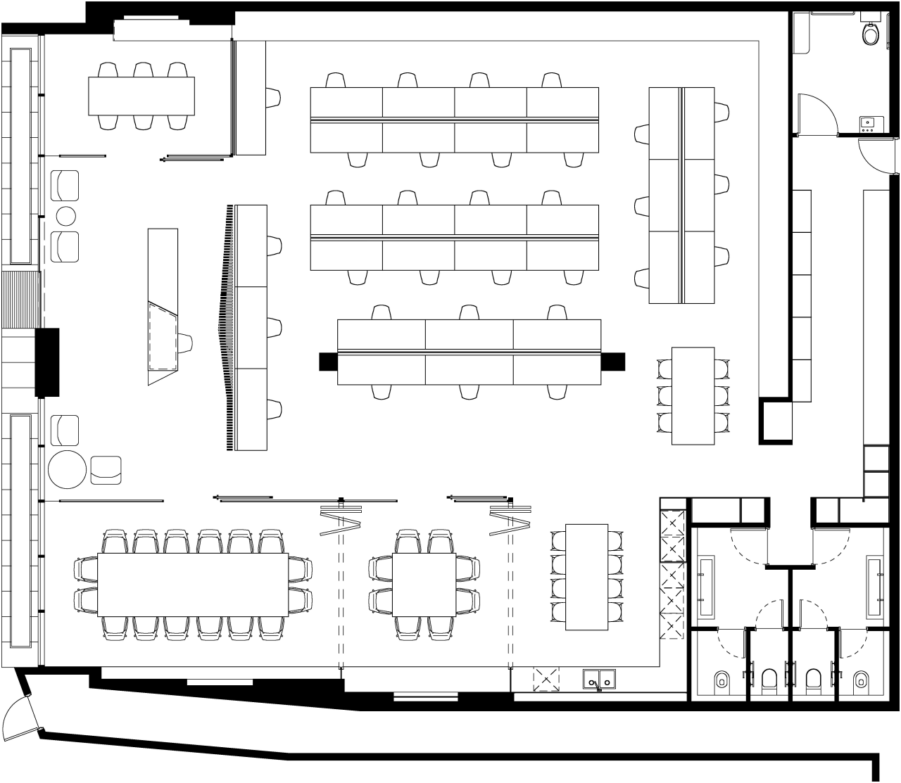 The floorplan of Hillam Architects new premises shows angle, area, black and white, design, diagram, drawing, floor plan, font, line, music, plan, product, product design, structure, technical drawing, text, white