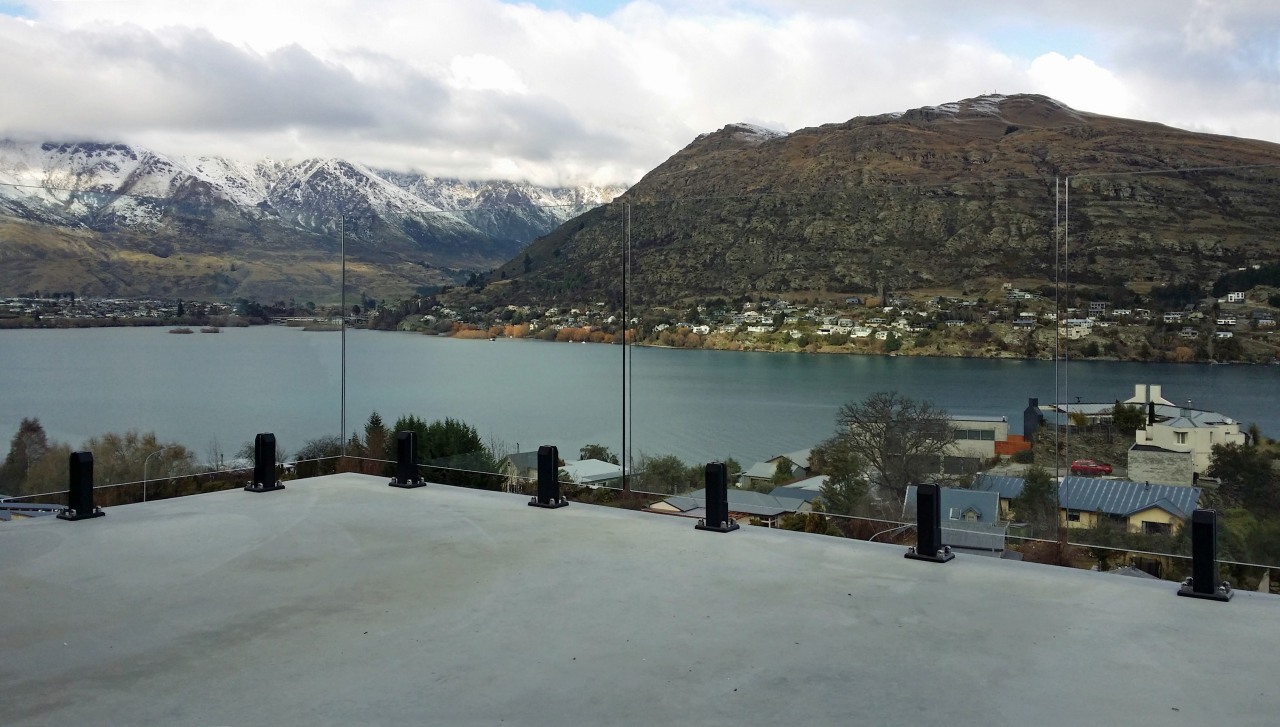 Satin black balustrade clamps were just one of alps, cloud, highland, hill station, lake, lake district, loch, mountain, mountain range, mountainous landforms, sky, snow, water, winter, gray, black