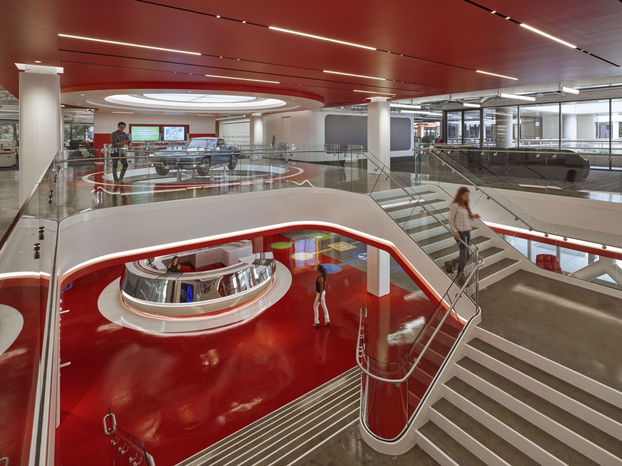 In keeping with the nature of the business interior design, leisure centre, red, gray