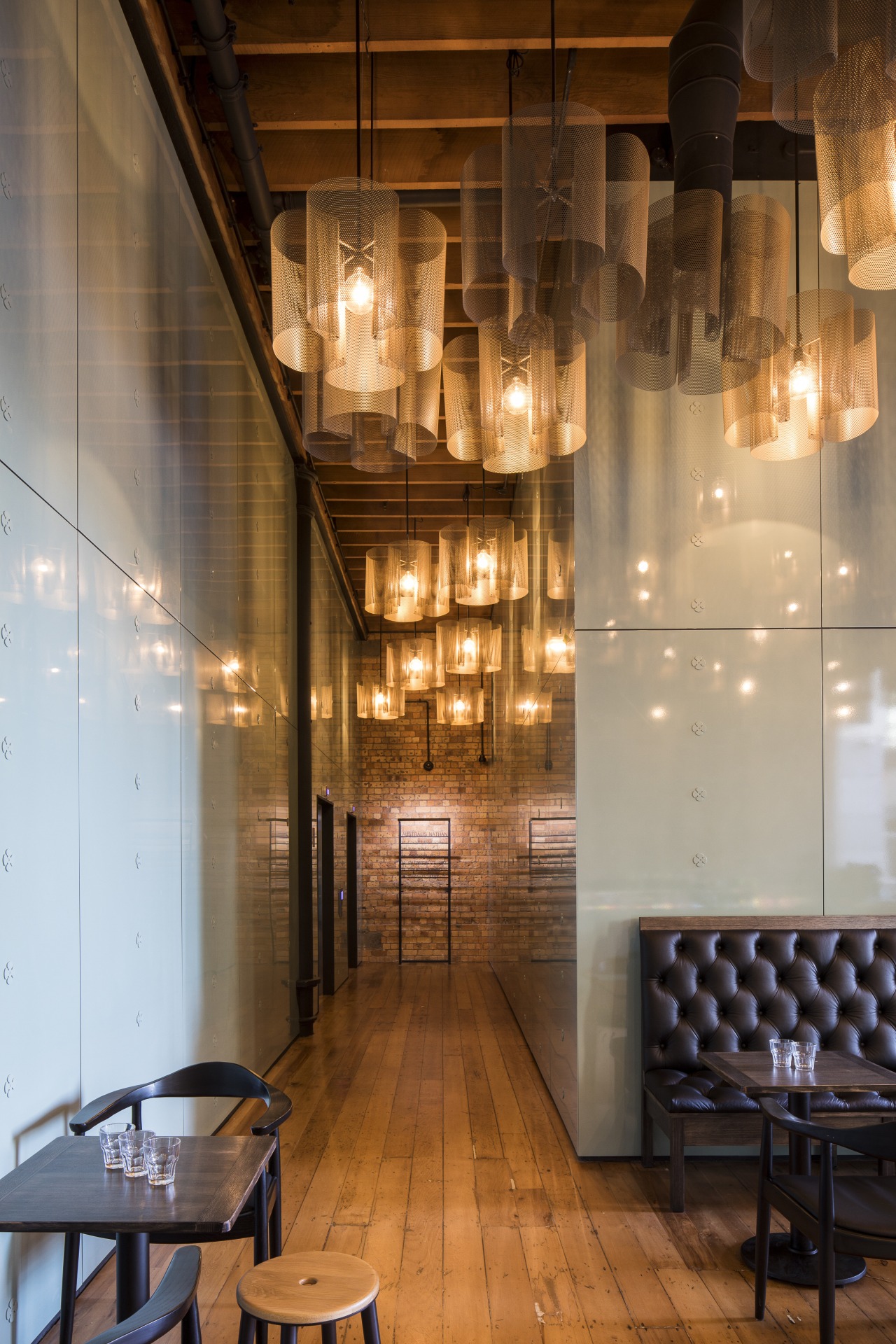 The new lobby in the reinvented Australis Nathan architecture, ceiling, interior design, lobby, wood, brown