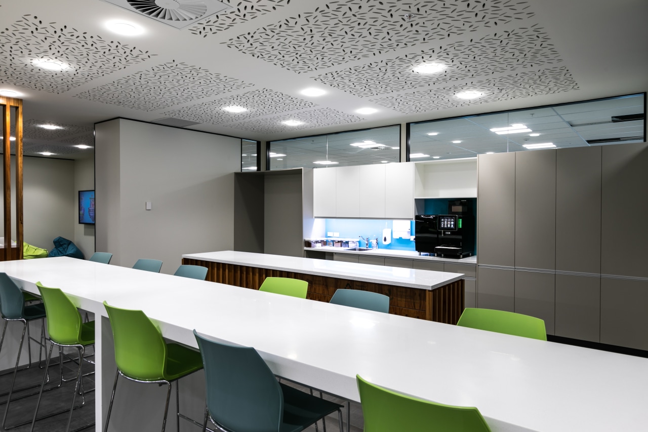 Joinery specialist Image Interiors created the utility kitchen architecture, ceiling, conference hall, interior design, office, product design, table, gray