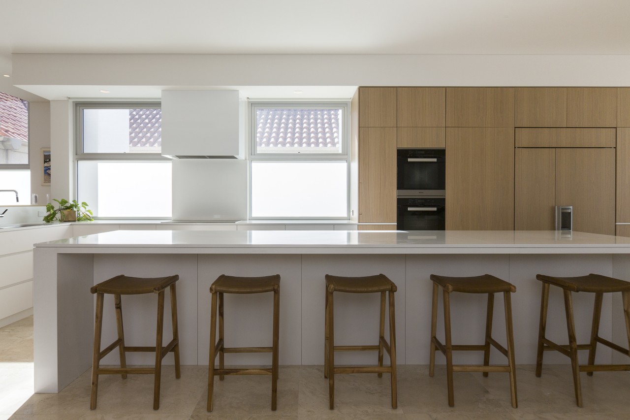 Behind closed doors a hidden scullery for this cabinetry, timber, countertop, benchtop, Ceasarstone, interior design, kitchen, miele appliances, Craig Steere