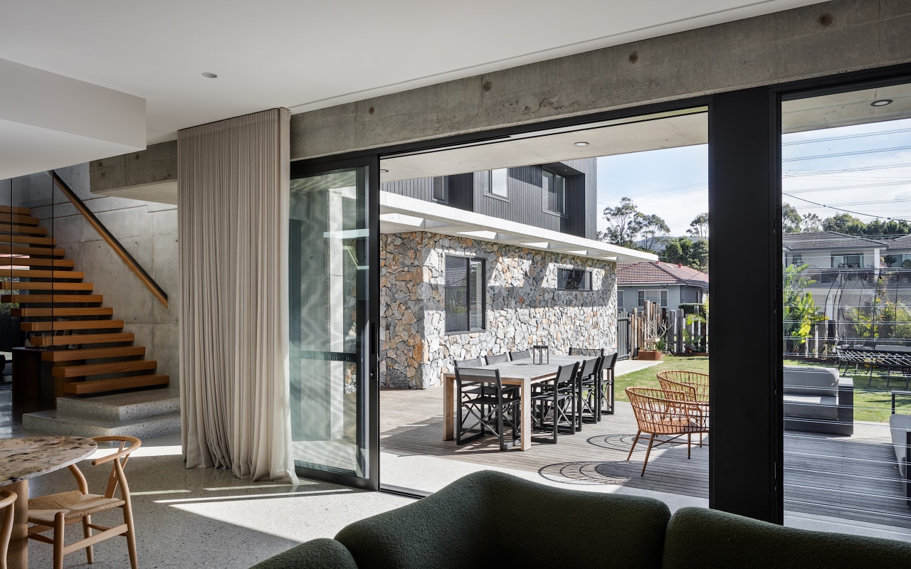 Giant sliders make indoors and outdoors one. 