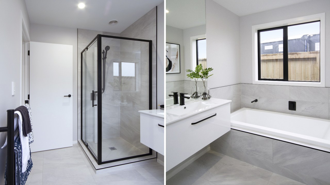 Light-filled and contemporary, the home's two bathrooms feature 