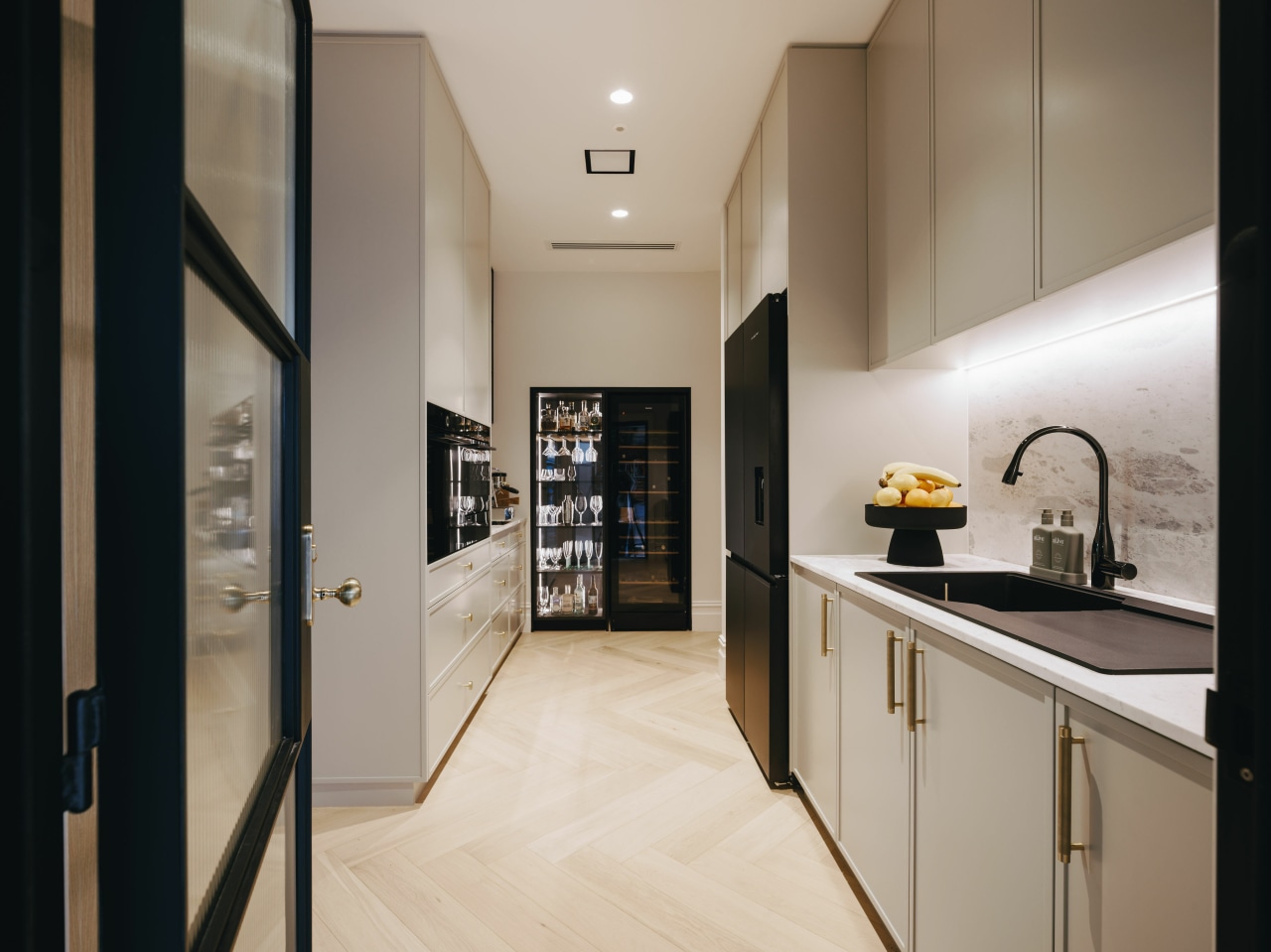 The butler’s pantry houses a Vintec wine fridge, 