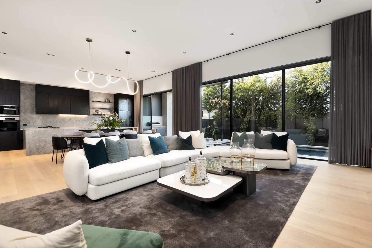 A large rug helps define the living zone 