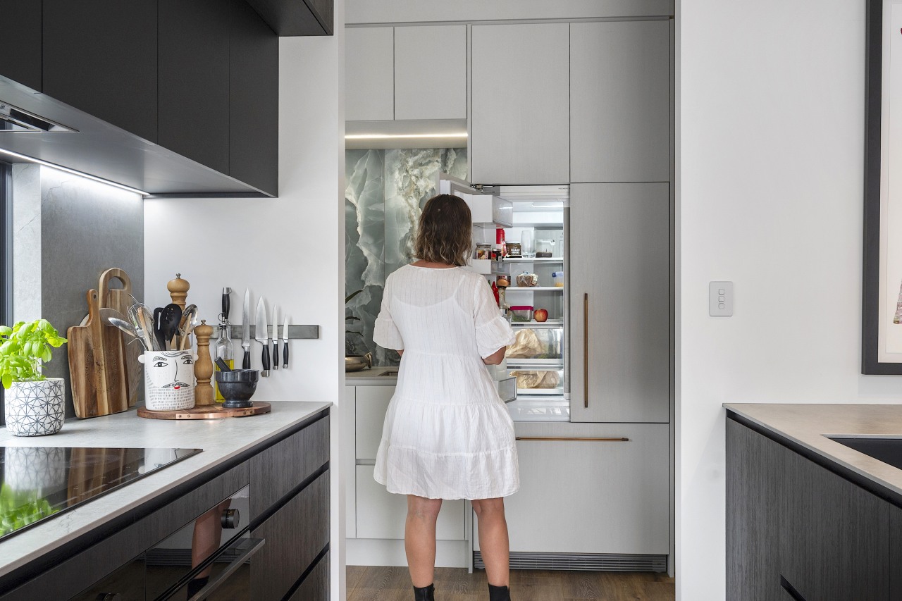 Appliances, fridge included are integrated into the scullery 