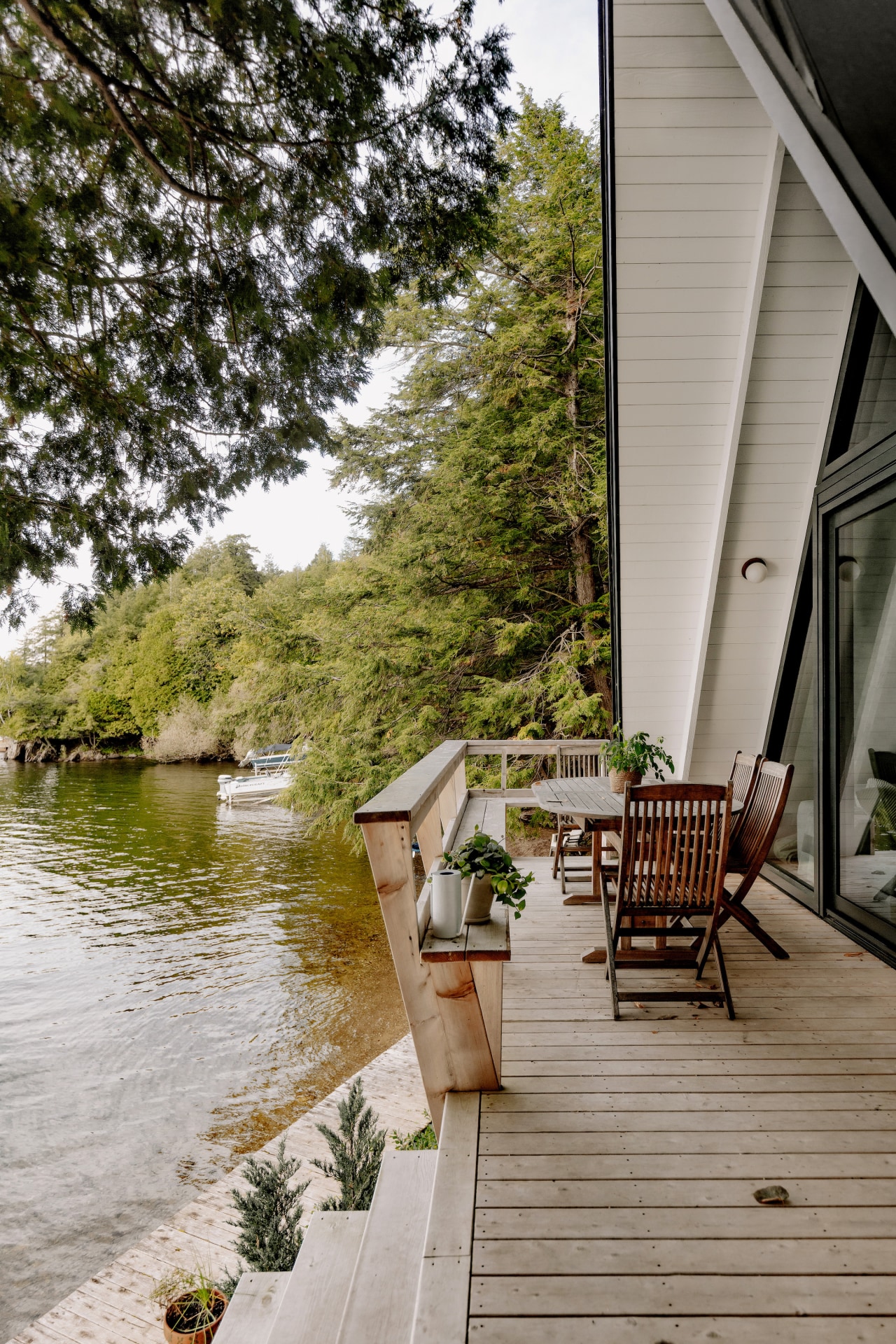 The living area opens onto the deck which 