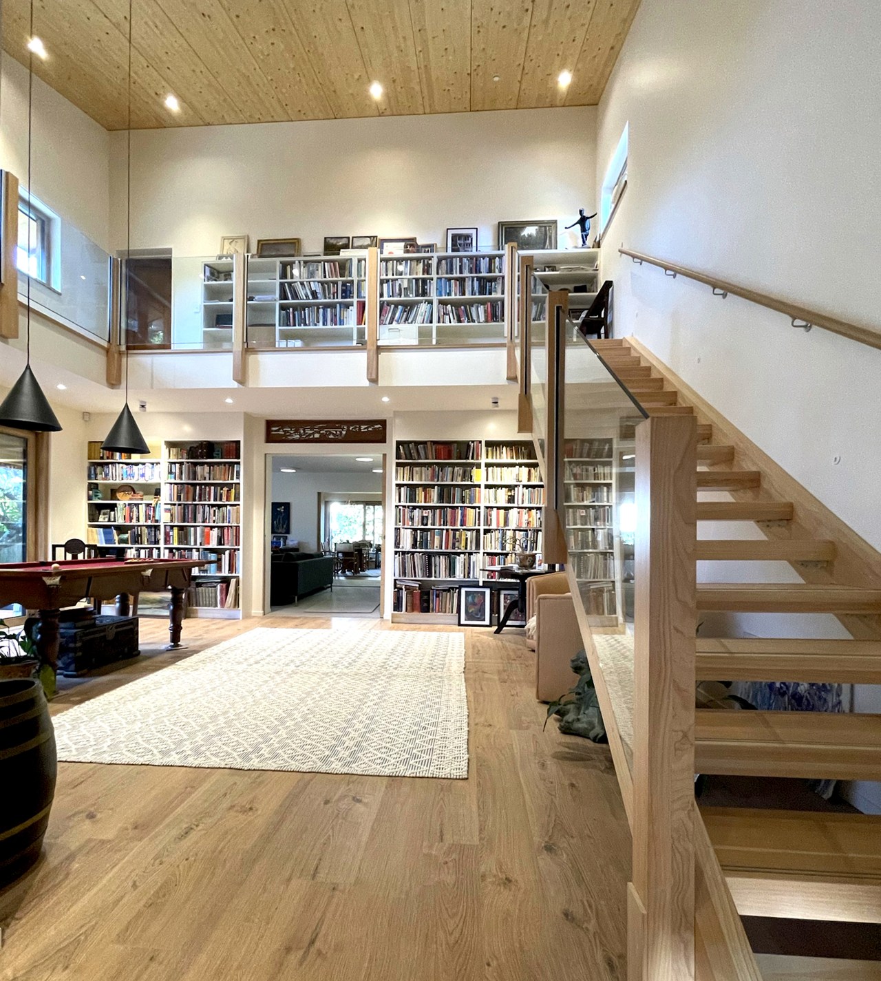 Inside, the main library and dining areas benefit 