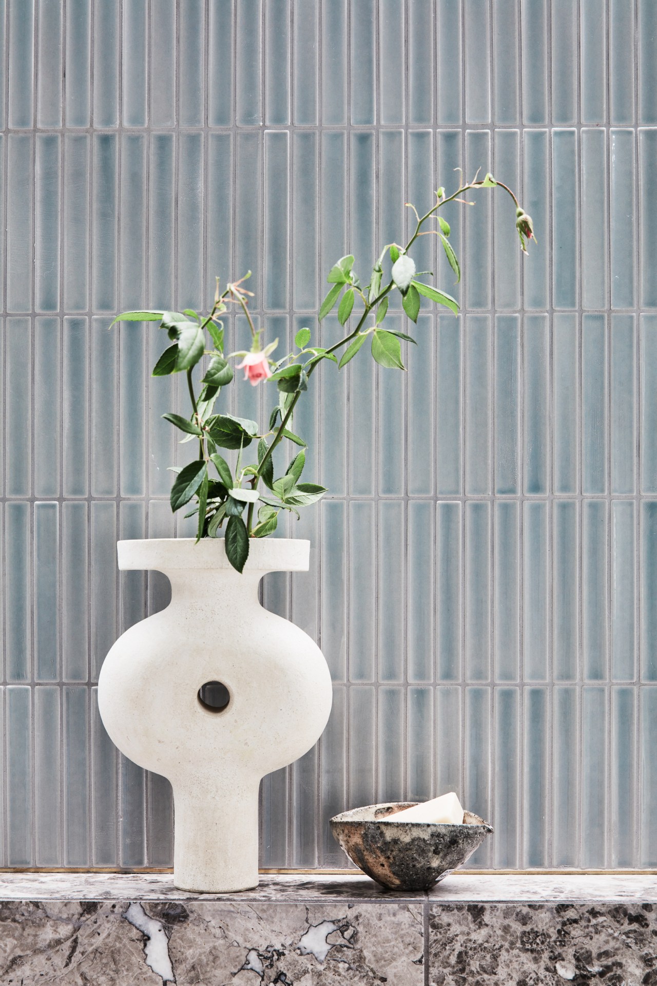 Scoop Gloss feature tiles, in Sky Blue, were 