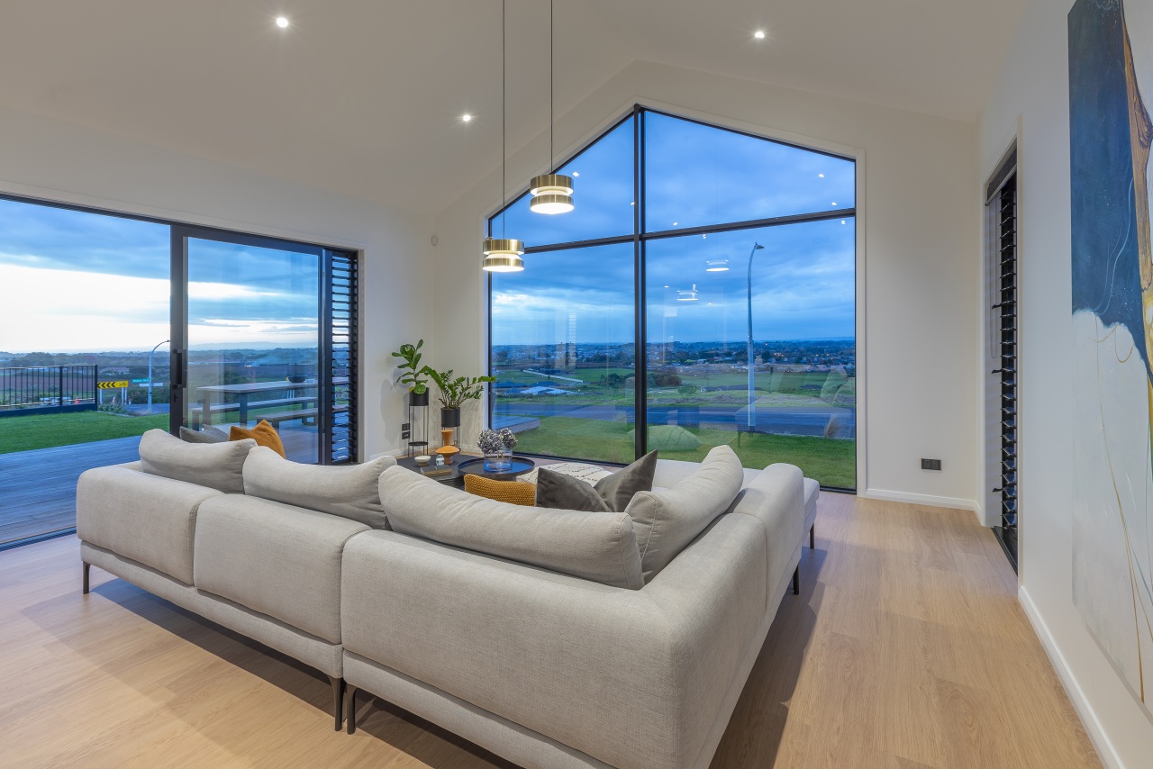 Giant windows maximise natural light and frame the 