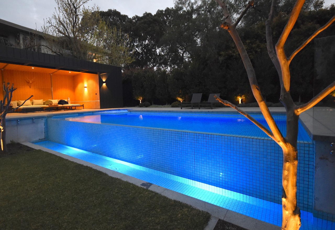 Pool lighting makes the most of the infinity-edge 