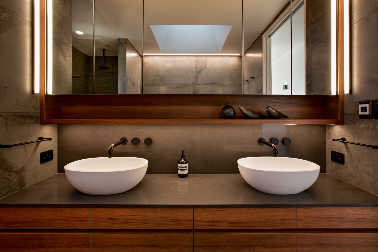 Tabletop basins add to the sense of refinement. 