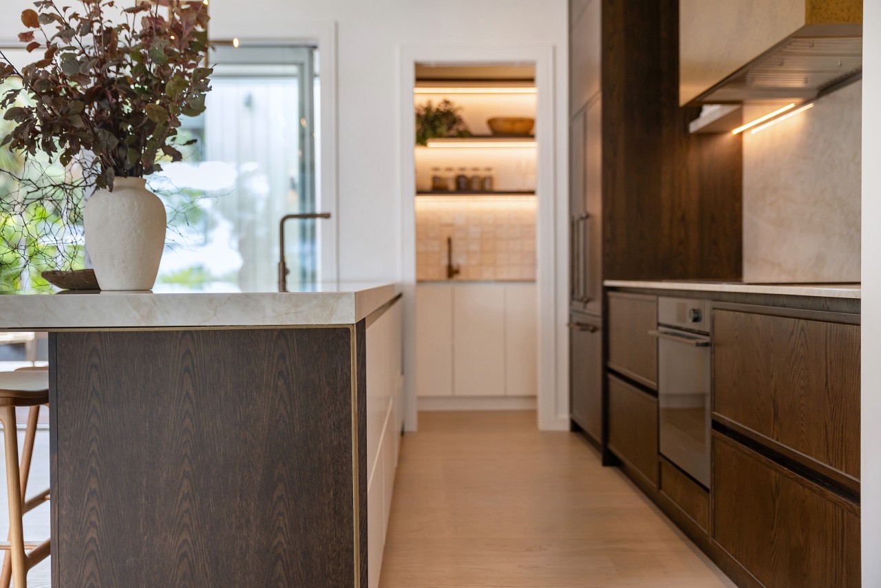 Even the open shelving in the scullery is 