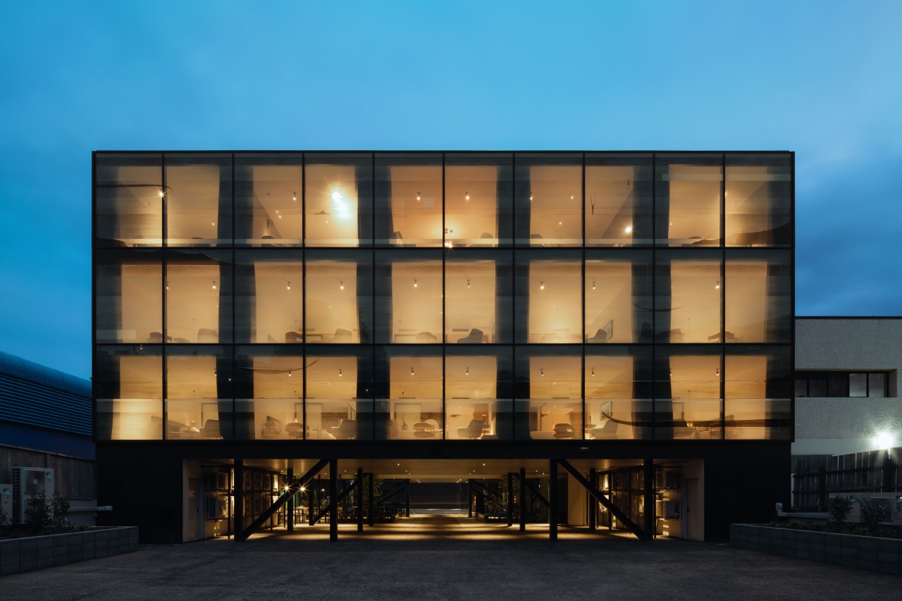 The translucent facade takes on a different character