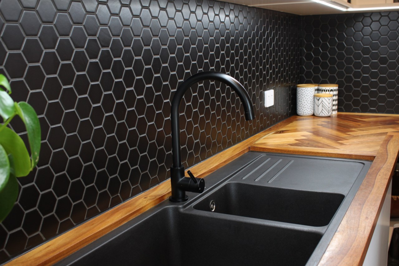 Mosaix Hexagonal Black Matt porcelain tiles were chosen