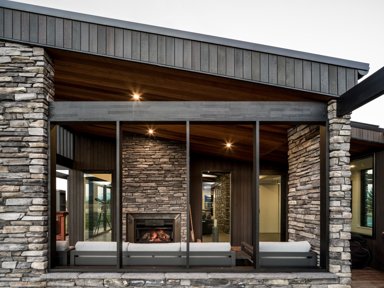 The home's Evening Terrace looks out the side 