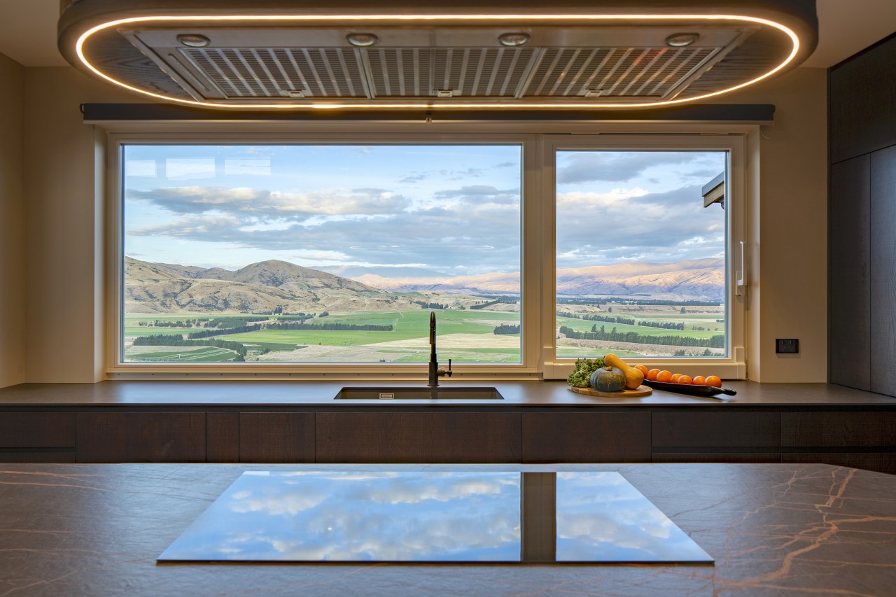 Even the cooktop reflects the clouds in this 