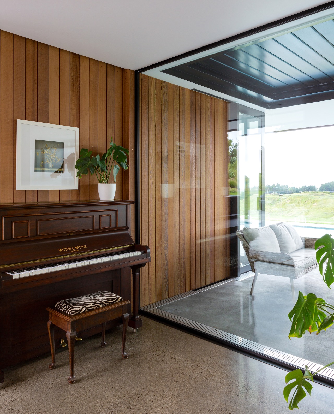 A cut out in the rectangular floor plan 