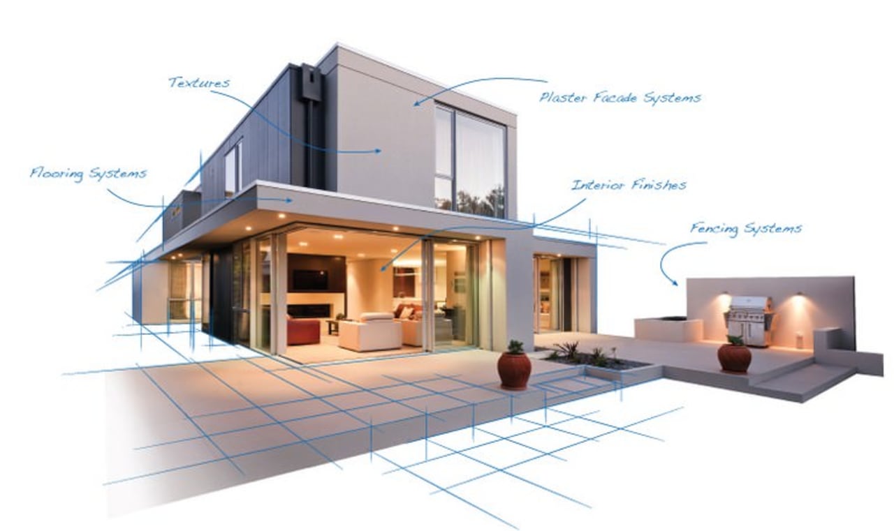 Rockcote Resene View - architecture | elevation | architecture, elevation, facade, home, house, product design, property, real estate, white, gray, orange, brown, blue, red