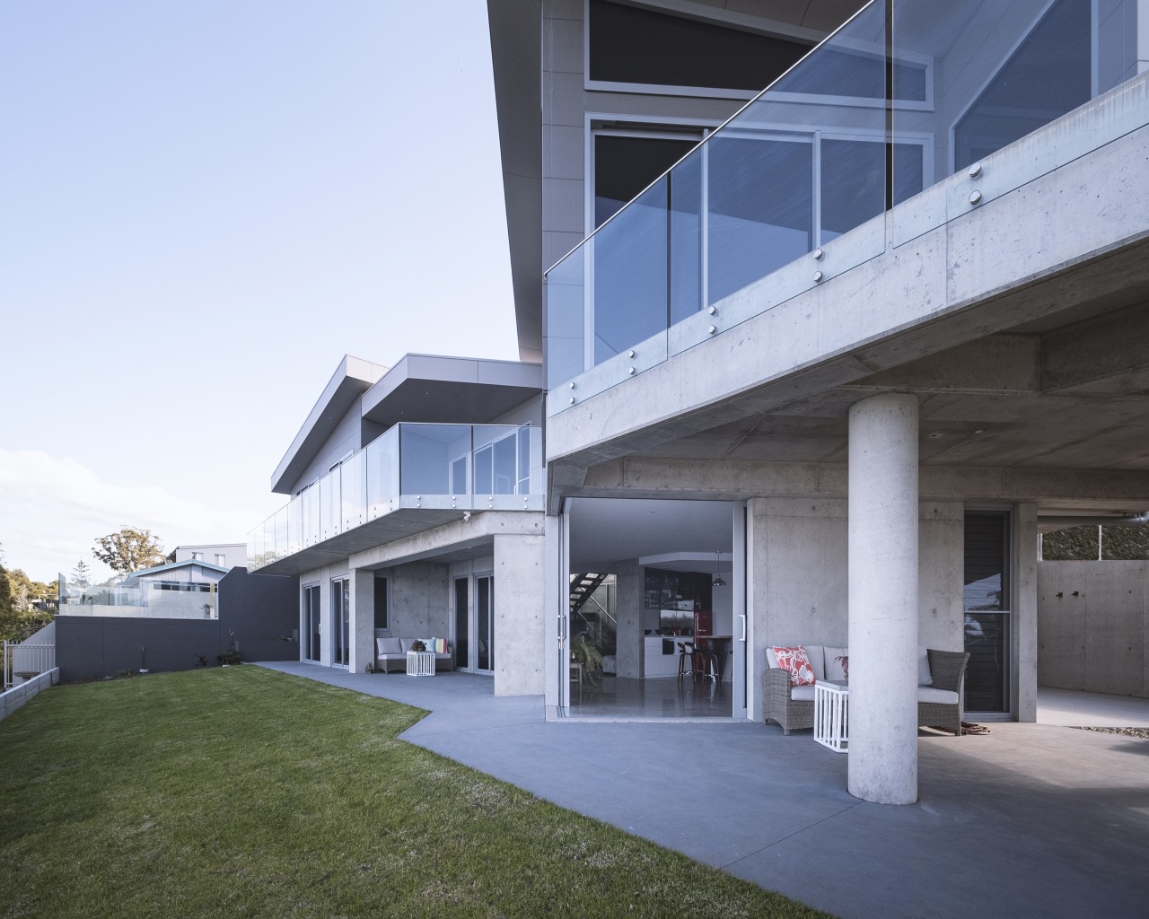 Glass balustrades on the upper level ensure nothing 