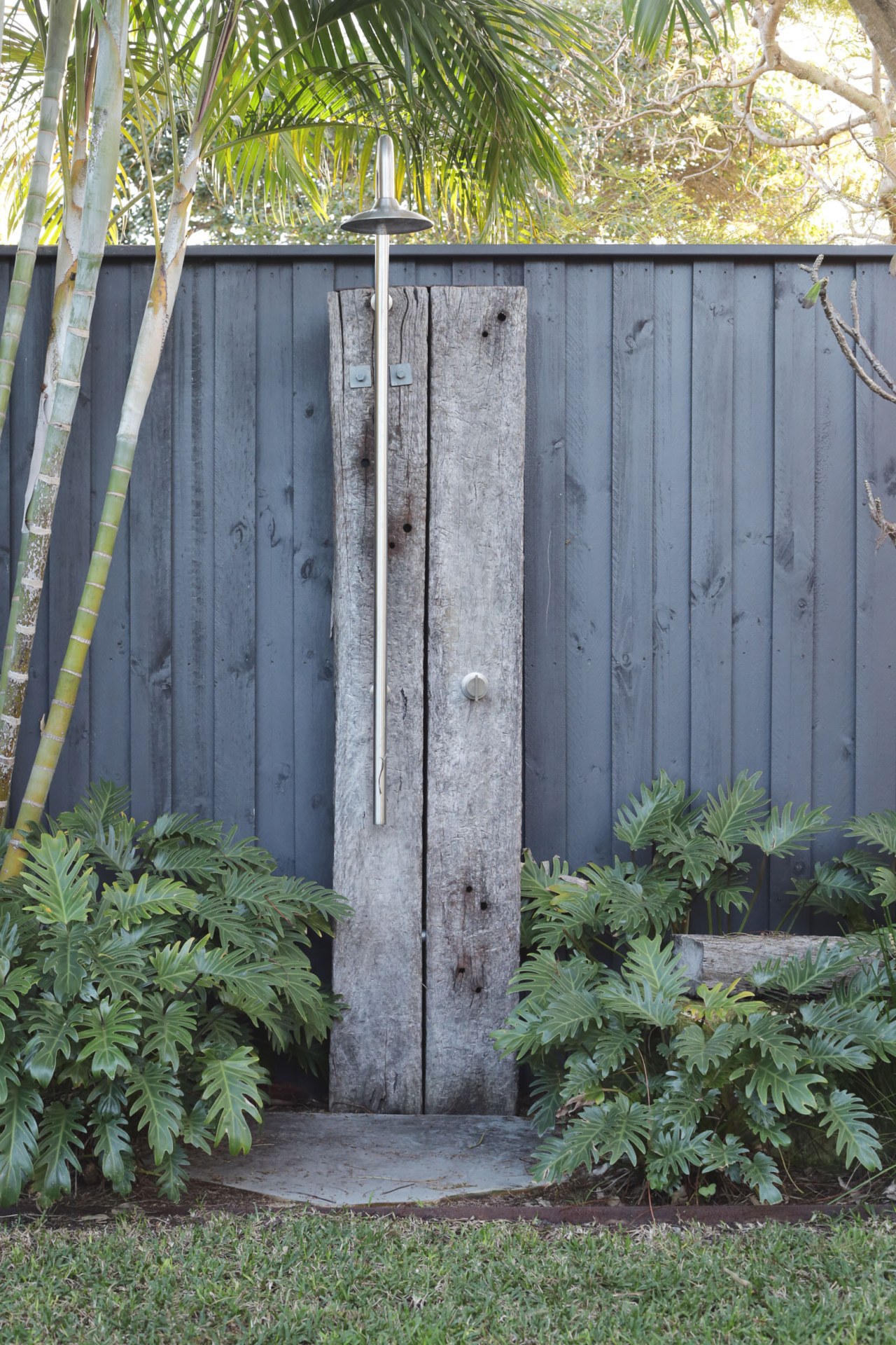 The landscape designer also designed the outdoor shower 