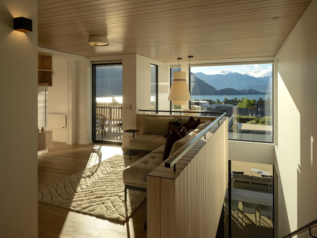 Arriving upstairs to bedrooms and enhanced lake/mountain views. 