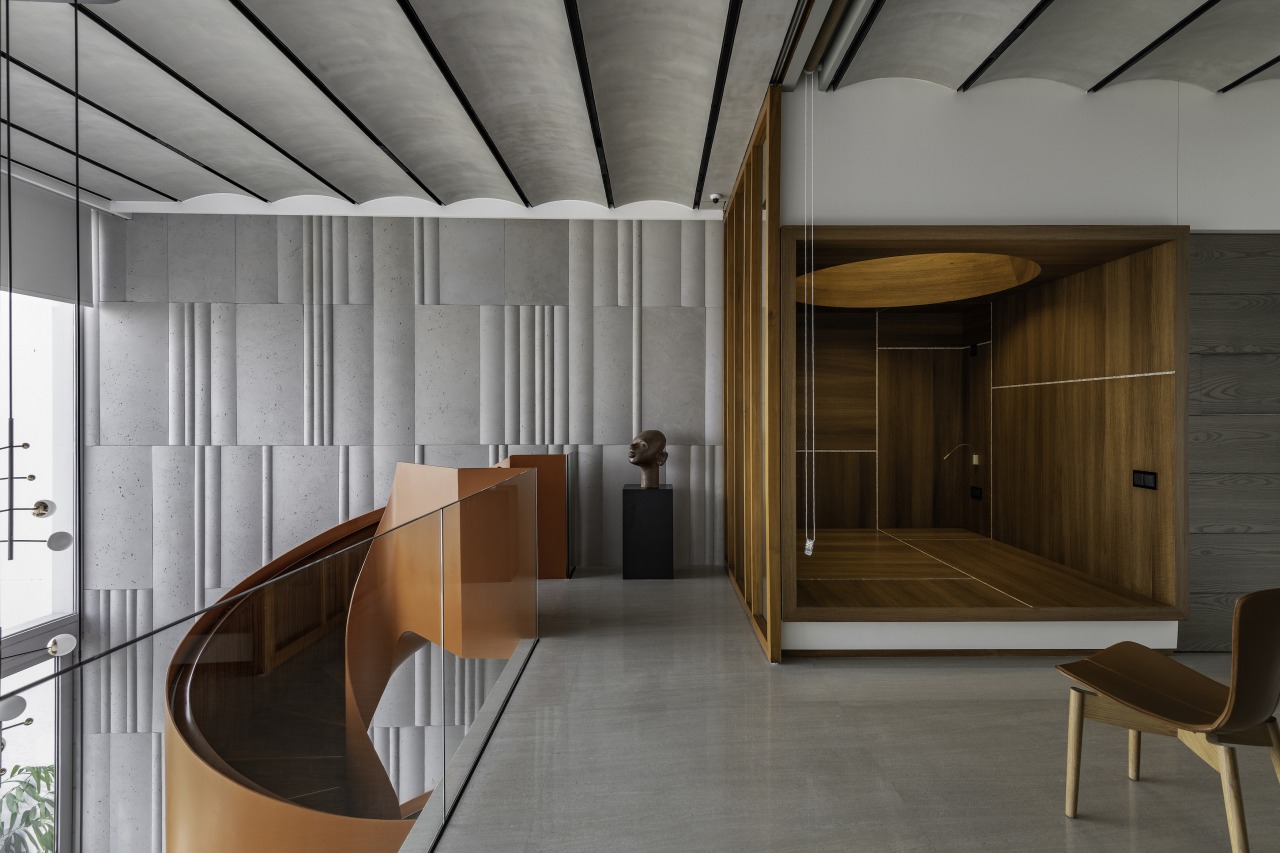 The terrace, entered through a black mild steel 