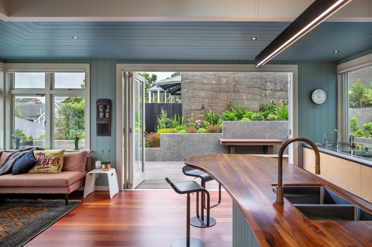 The kitchen looks to the walled cooks garden 