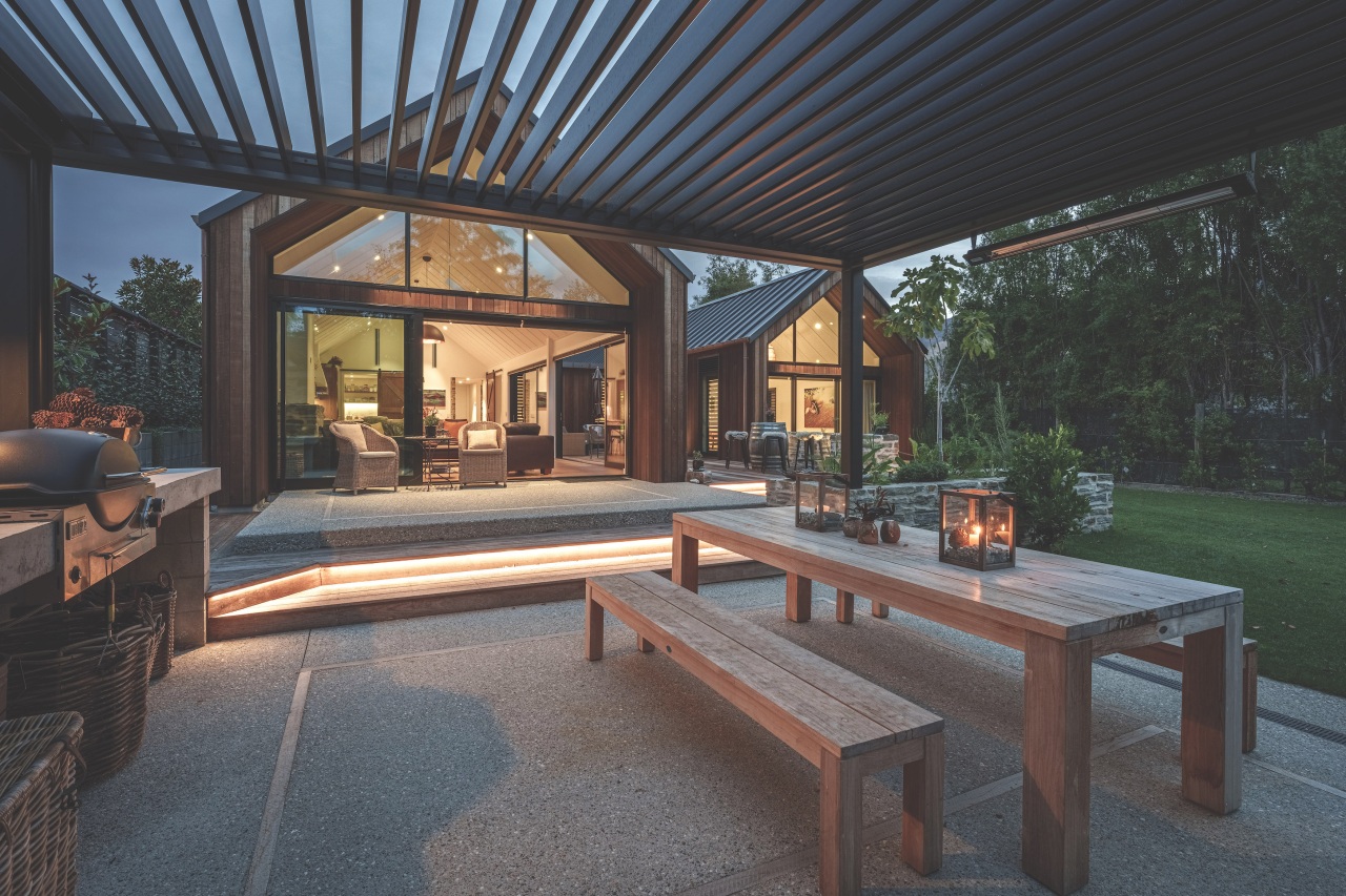 The outdoor living area is located off the 