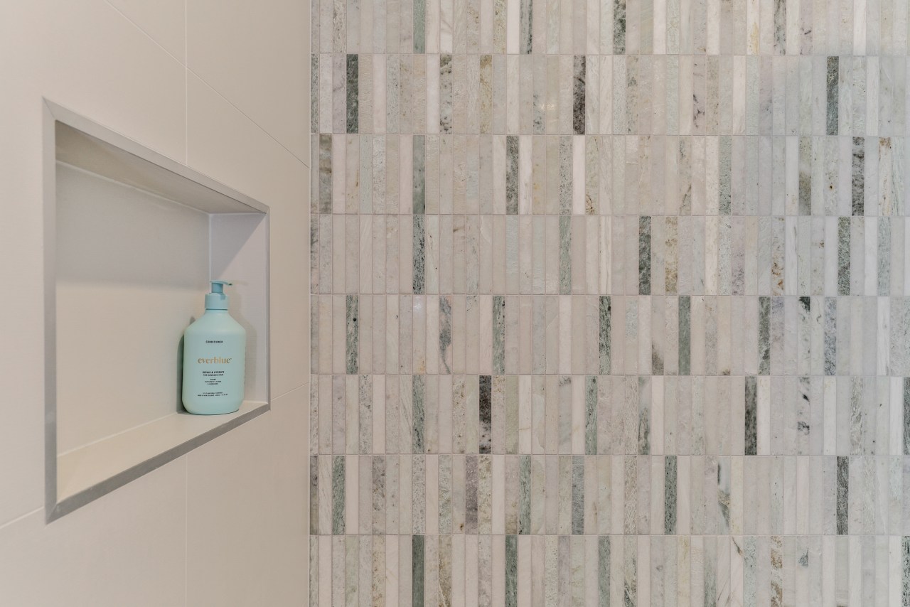 Tribeca Watercolour finger wall tiles feature in the 