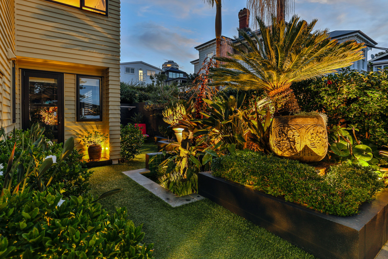 Garden and sculptures seen in the context of 