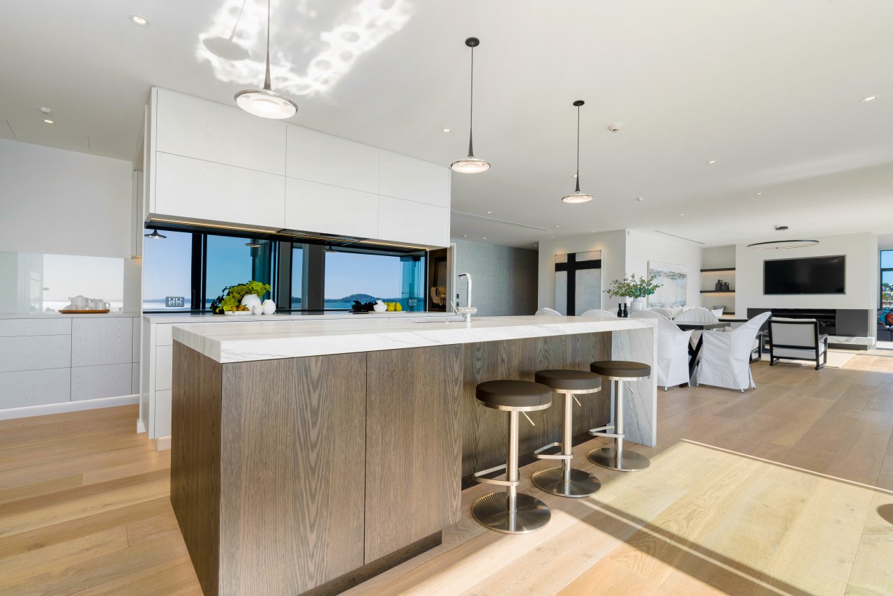 Why do so many kitchen islands have three architecture, building, cabinetry, ceiling, countertop, design, dining room, floor, flooring, furniture, hardwood, home, house, interior design, kitchen, mirror splashback, mirror backsplash, wood flooring, property, real estate, room, table, wood, wood flooring, gray, white