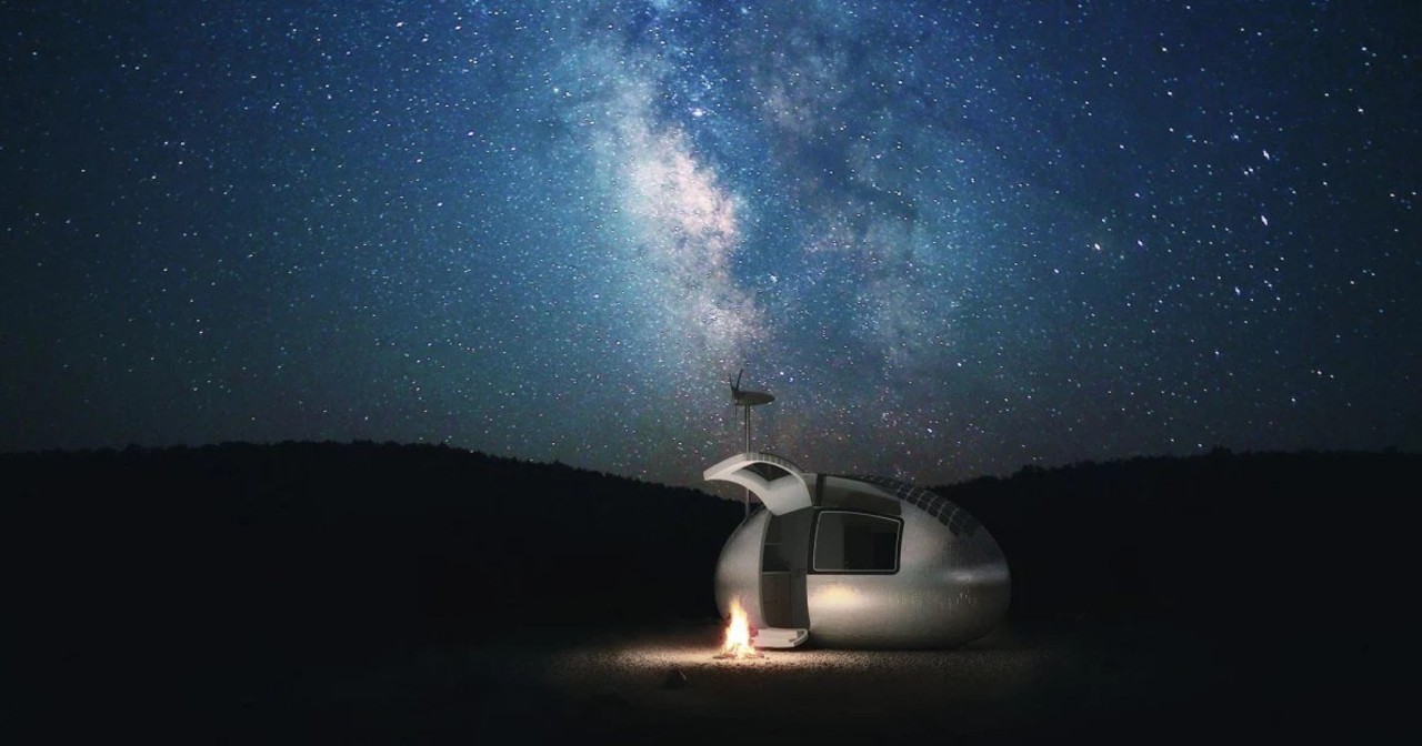 Ecocapsule by Nice Architects astronomical object, astronomy, atmosphere, galaxy, nature, night, outer space, sky, space, star, universe, black