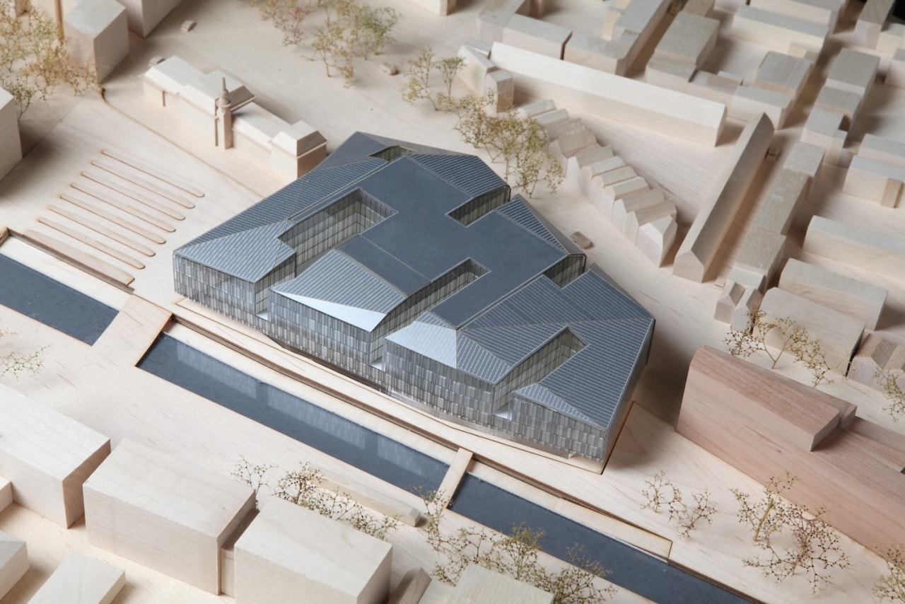 Municipal Offices and Train Station, Delft architecture, product design, scale model, gray