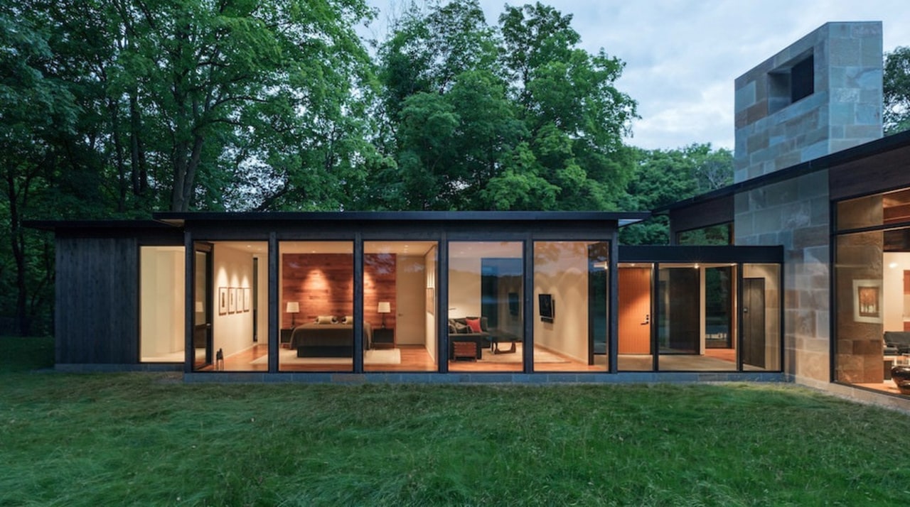 Another view of the home in the evening architecture, backyard, cottage, estate, facade, home, house, property, real estate, window, yard, green, teal