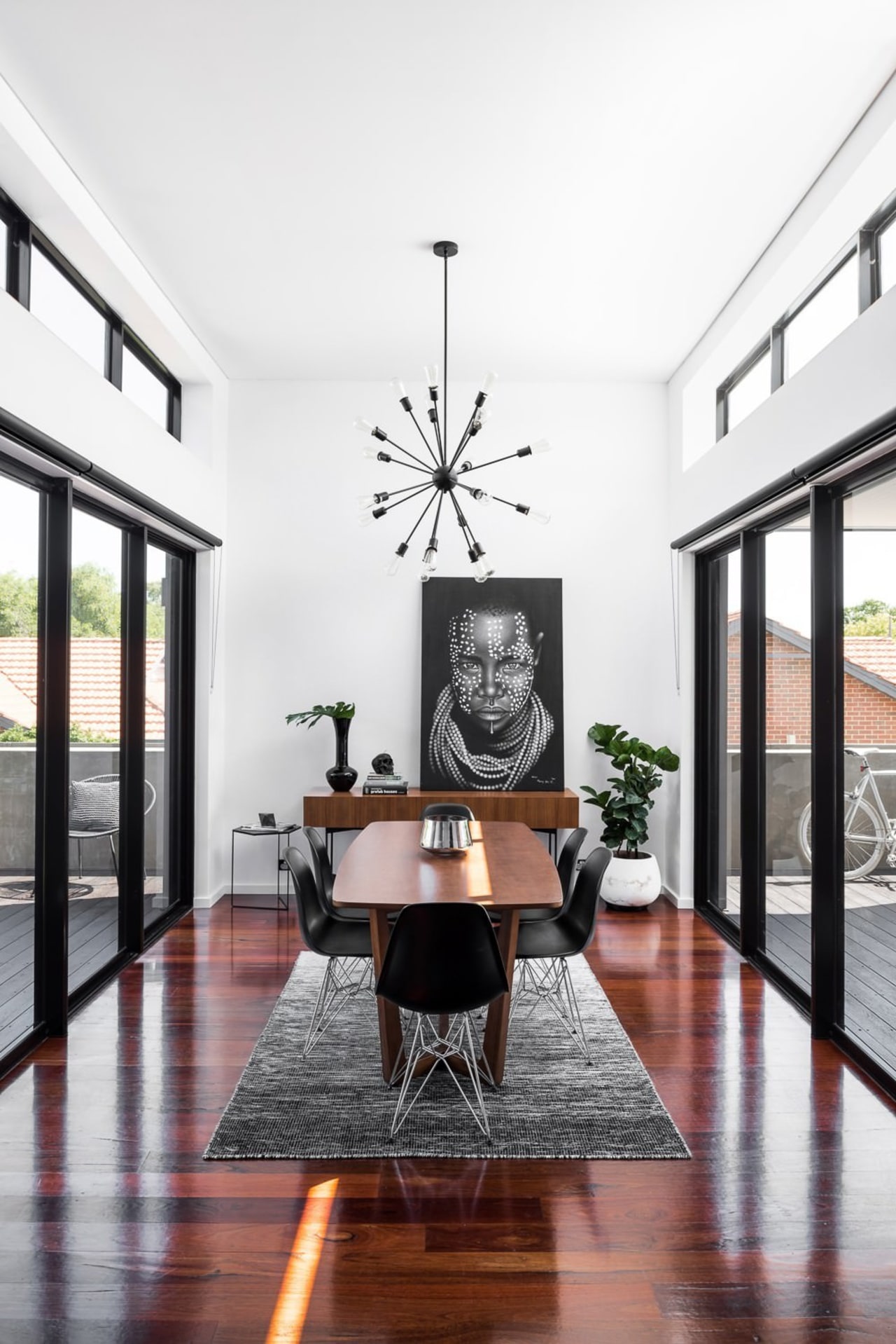 TIDA AU 2017 – Designer renovation winner – ceiling, dining room, floor, flooring, furniture, hardwood, interior design, living room, room, table, wood flooring, white