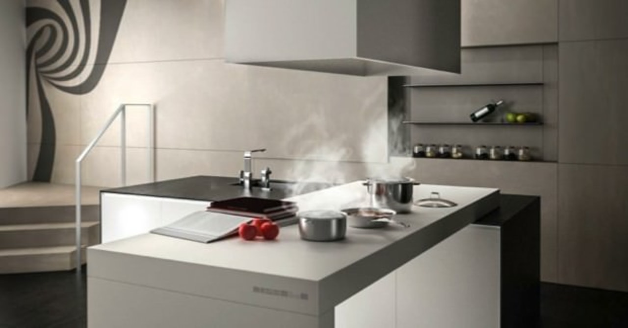 TPB Tech countertop, home appliance, interior design, kitchen, kitchen appliance, kitchen stove, product design, sink, tap, gray, black