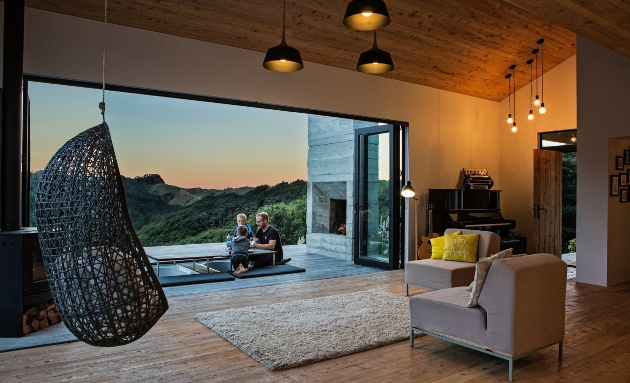 Wood contrasts with white walls ceiling, estate, home, house, interior design, living room, real estate, brown, gray