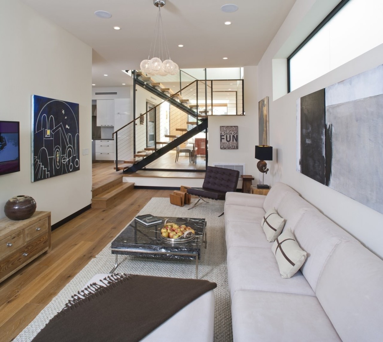 Another view of the living area. Hardwood floors ceiling, floor, house, interior design, living room, property, real estate, room, gray