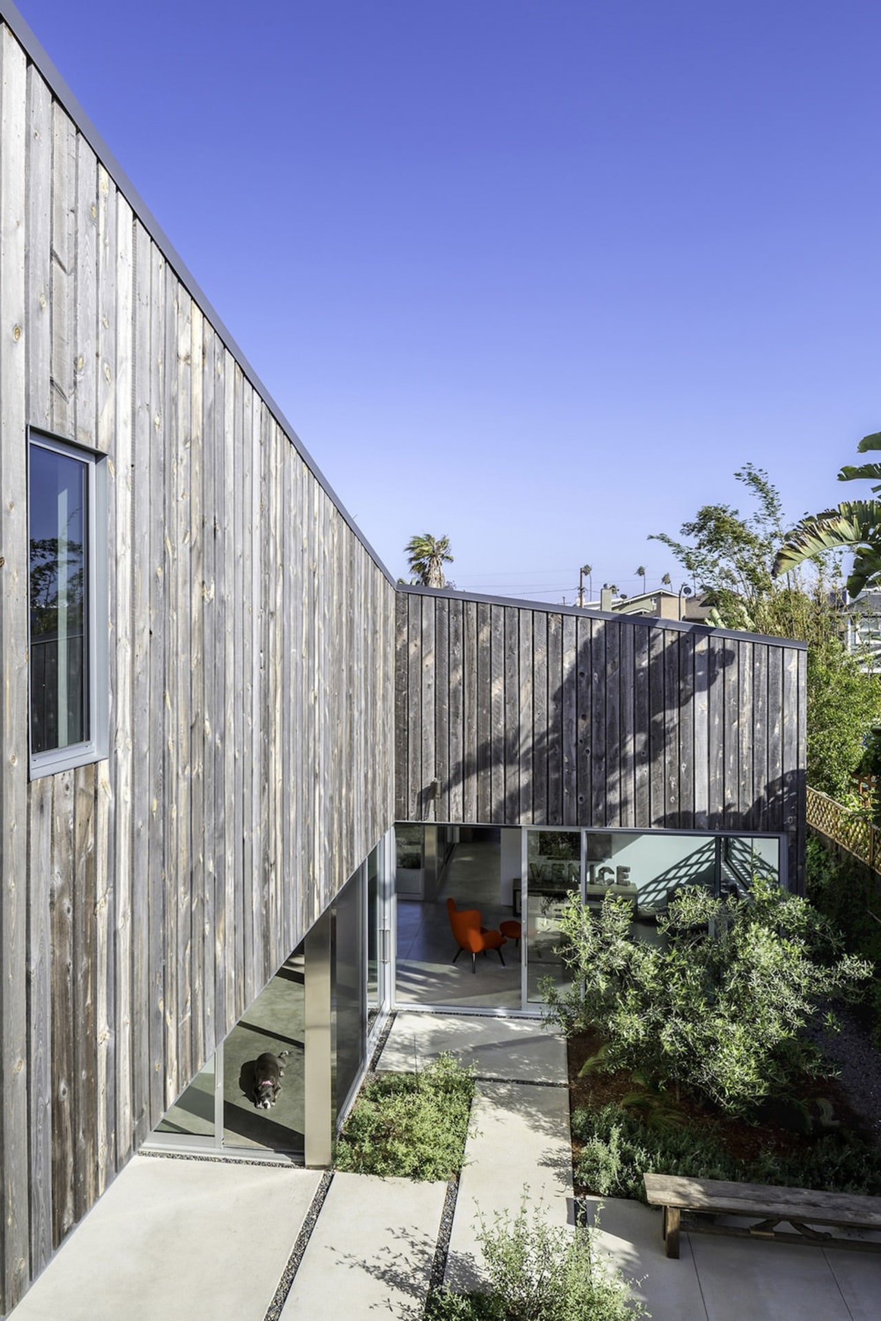 Looking down into the courtyard architecture, building, condominium, facade, home, house, mixed use, real estate, residential area, gray, blue